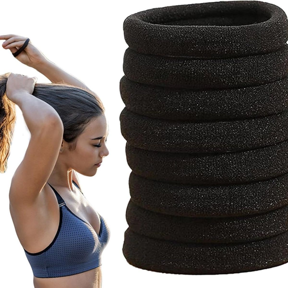 GENERICO - 100 Unidades Colets Negras Gruesas 4cm Para Damas Y Niñas