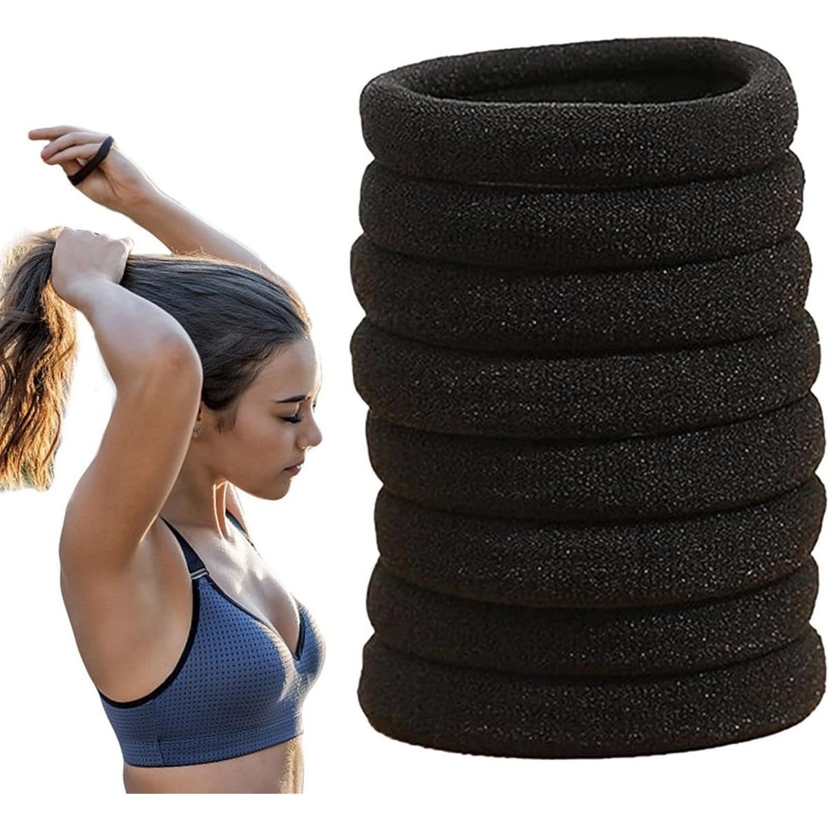 GENERICO - 100 Unidades Colets Negras Gruesas 4cm Para Damas Y Niñas