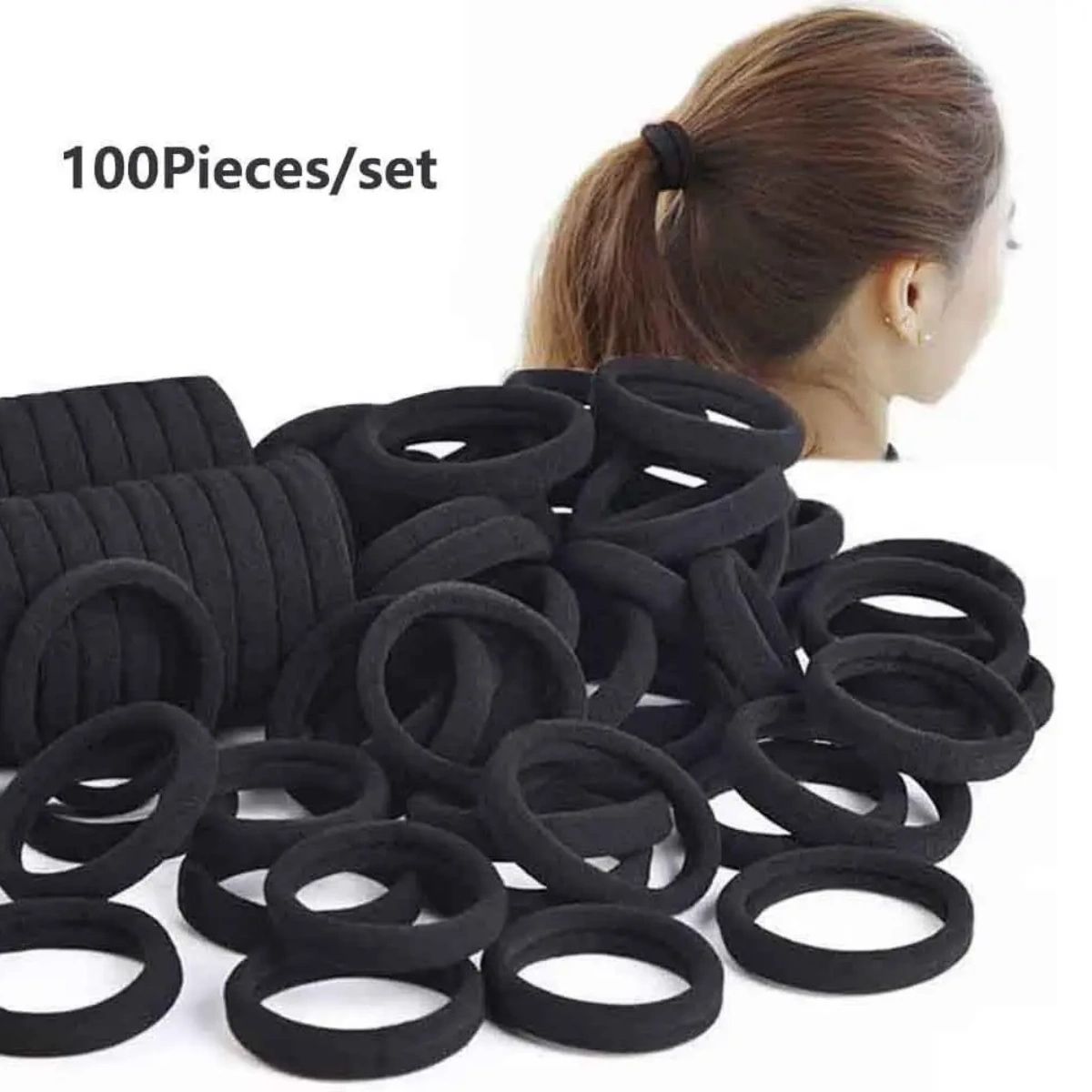 GENERICO - 100 Unidades Colets Negras Gruesas 4cm Para Damas Y Niñas