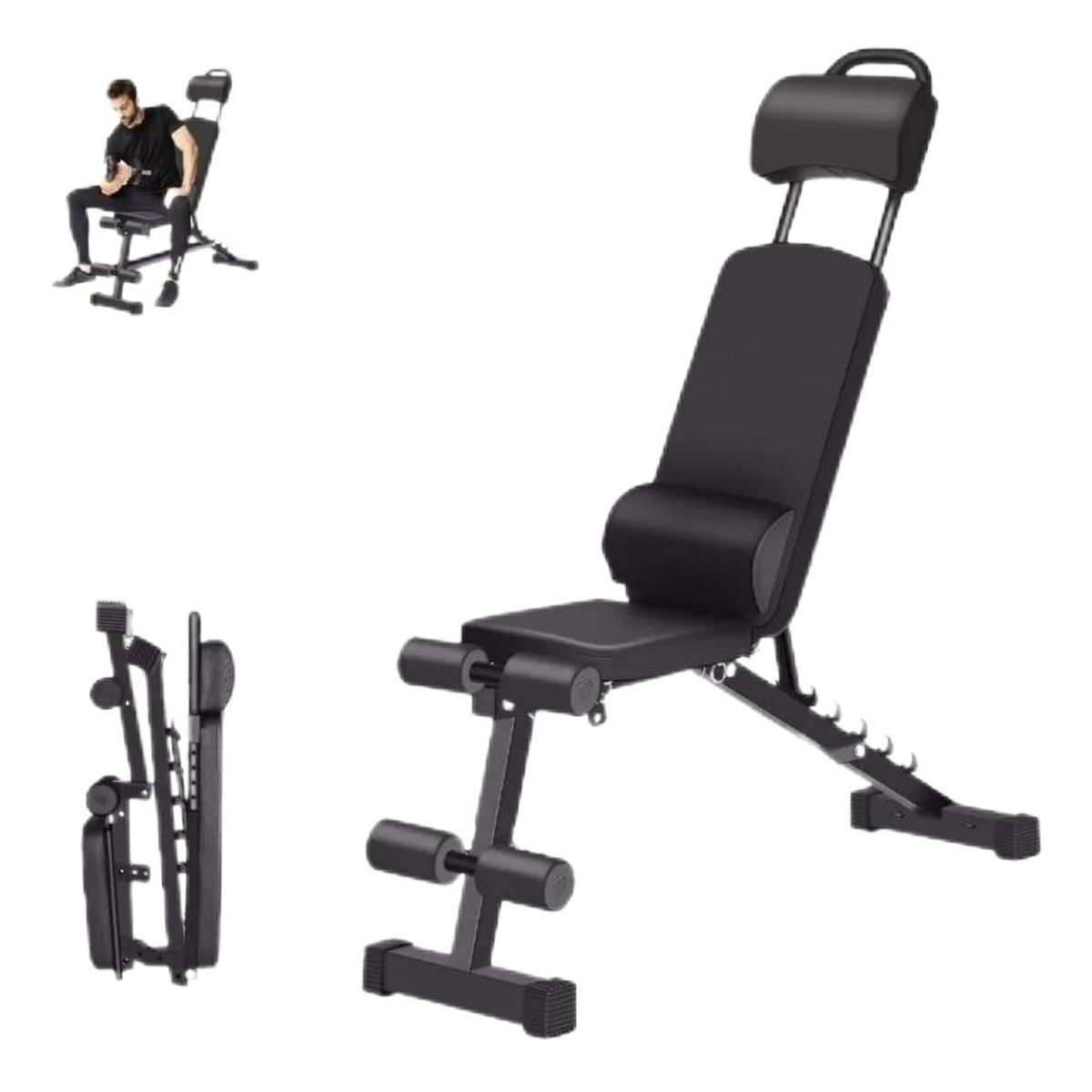 GENERICO - Press Banca Abdominal Reclinable Multiuso Ajustable Plegable