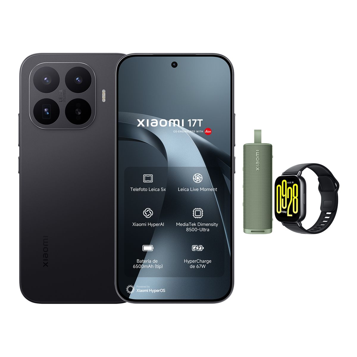 XIAOMI - Xiaomi 17T Negro 512GB + Sound Outdoor + REDMI Watch 5 Active