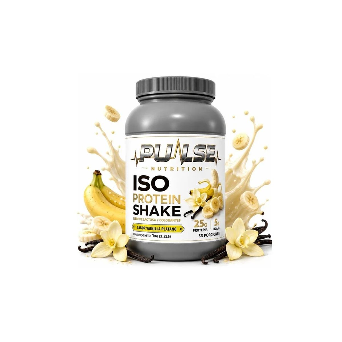 PULSE - PROTEINA ISO SHAKE 2.2LB 33 SERVICIOS VAINILLA PLATANO - PULSE NUTRITION
