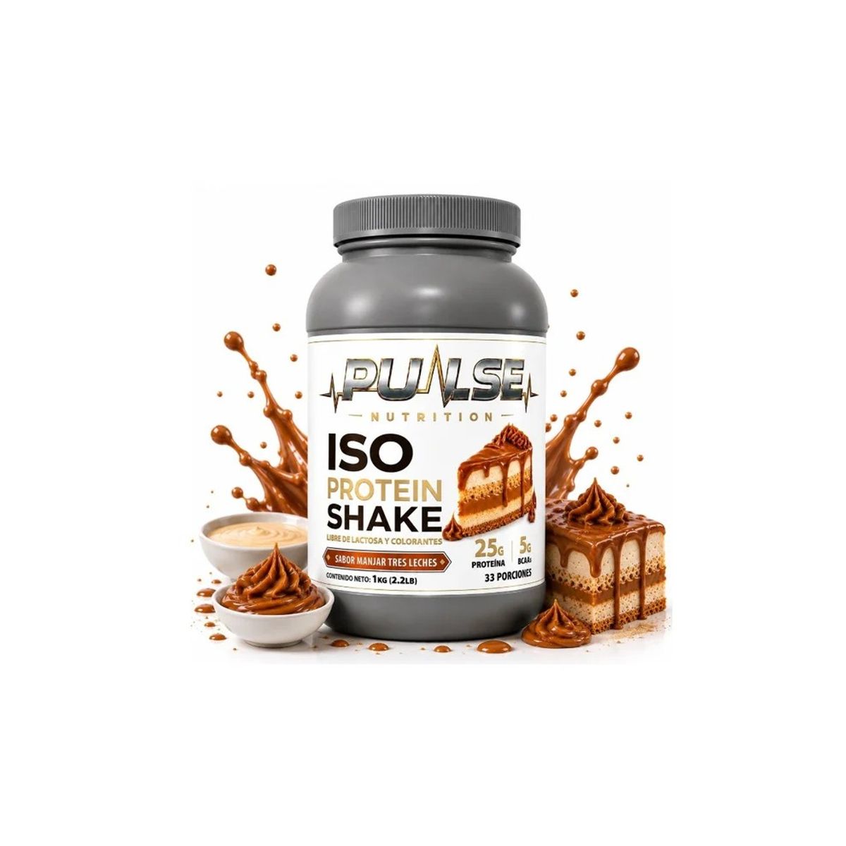 PULSE - PROTEINA ISO SHAKE 2.2LB 33 SERVICIOS MANJAR TRES LECHES - PULSE NUTRITION