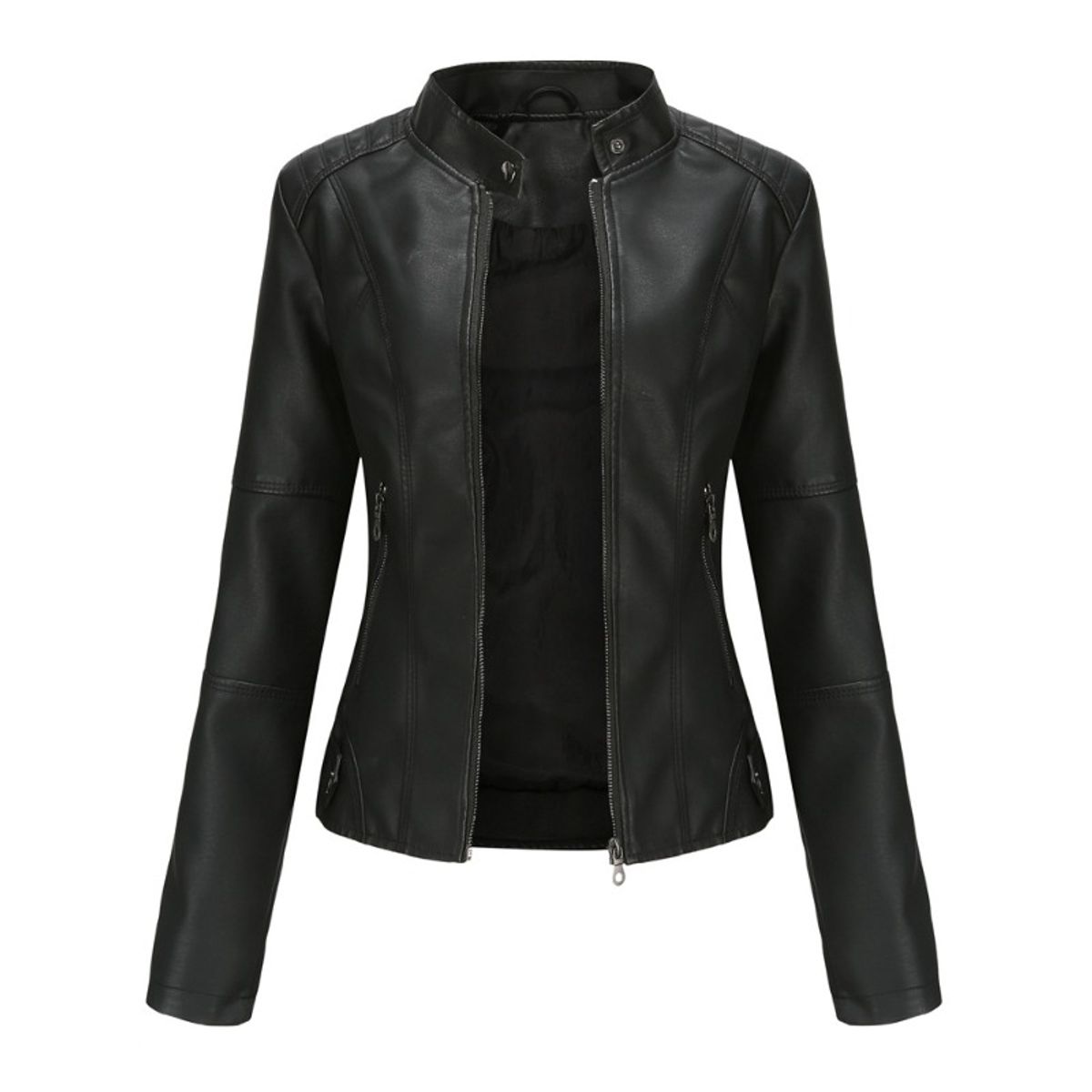 GIOIO - Chaqueta De Cuero Biker Slim Mujer