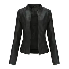 GIOIO - Chaqueta De Cuero Biker Slim Mujer