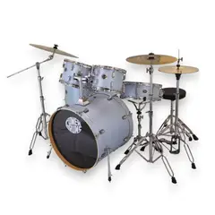 POWERDRUMS - Set Batería Acústica Con Platillos Power Drums JJ-5 BLM - Blue Brush Metal