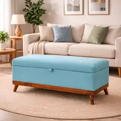 GENERICO - Banqueta con Baúl Incy Turquesa Felpa MaxiCosas120x40x50 cm Tapizada con Almacenaje