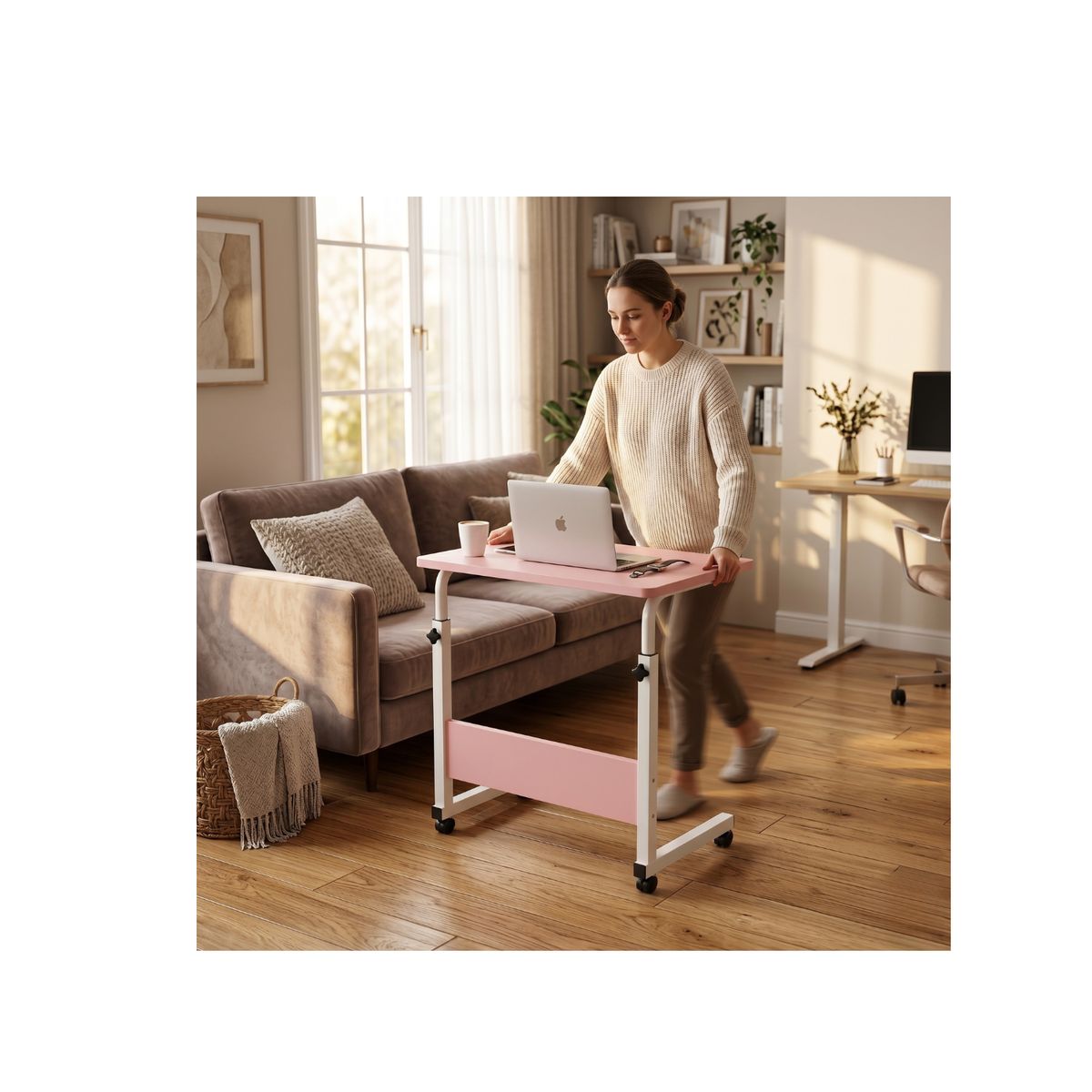 GENERICO - Mesa Escritorio Ajustable con Ruedas para Laptop Multifuncional
