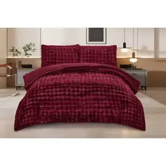 GENERICO - Cobertor de invierno con Chiporro Piel de Conejo Extra Suave 2 Plazas Color Burdeo