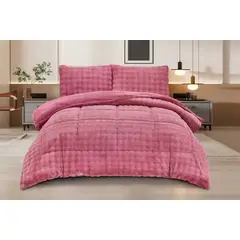 GENERICO - Cobertor de invierno con Chiporro Piel de Conejo Extra Suave 2 Plazas Rosa Magenta