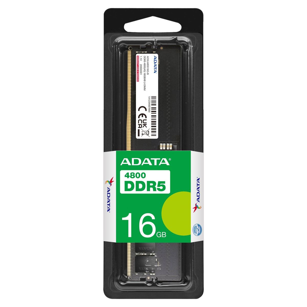 ADATA - Memoria RAM ADATA DDR5, 16GB 4800Mhz, CL40, UDIMM, Negro