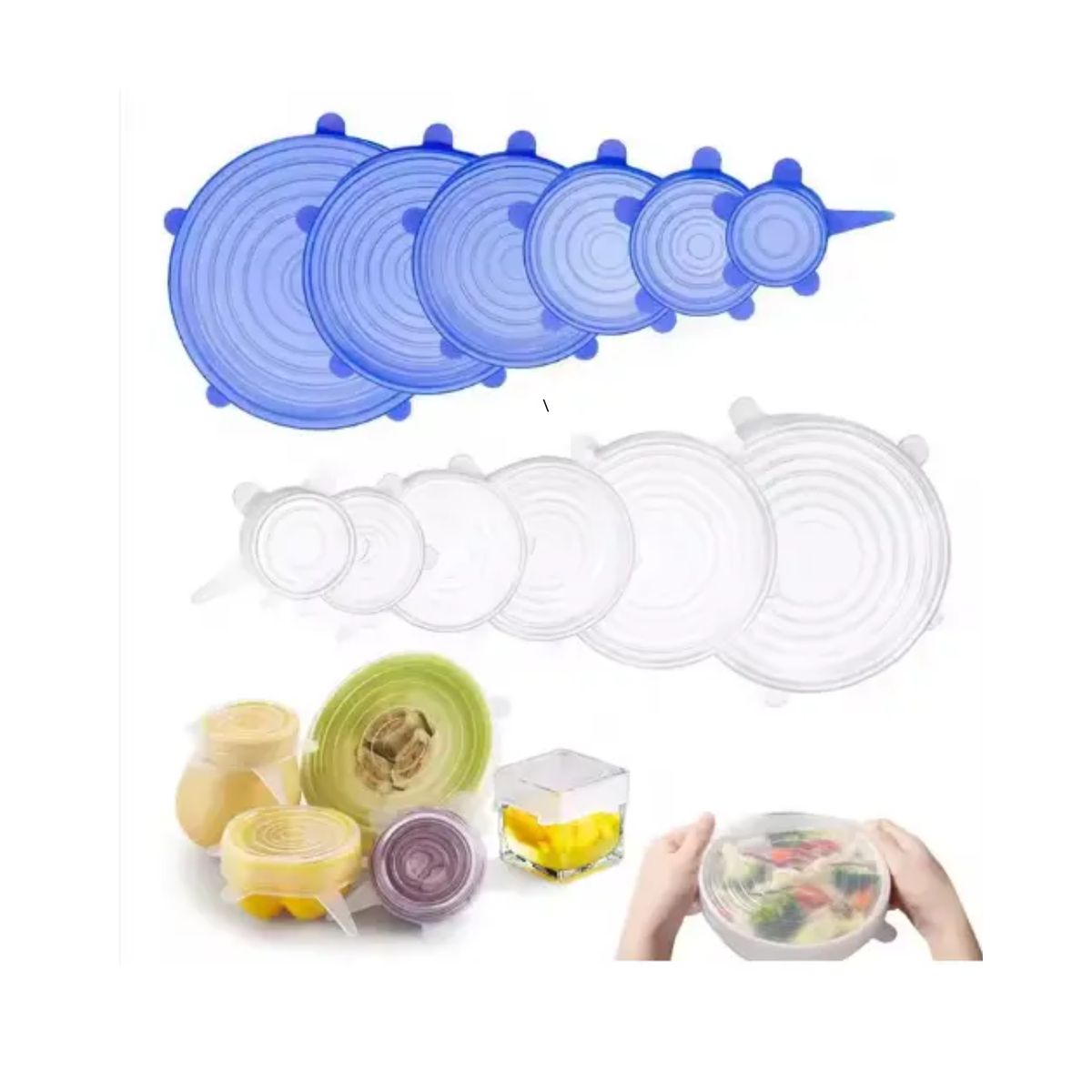 GENERICO - Set De 6 Tapas De Silicon Para Envases Flexibles