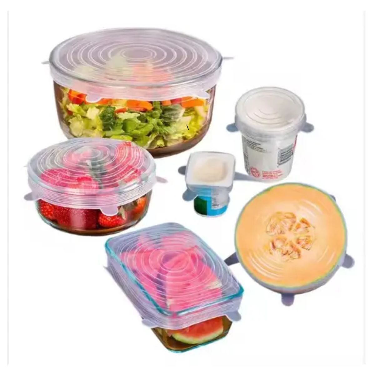 GENERICO - Set De 6 Tapas De Silicon Para Envases Flexibles