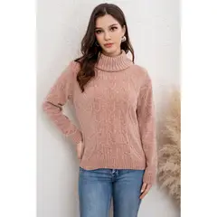 LIKE SHOP - Sweater Mujer Cuello Beatle Algodón Chenille Tejido Invierno Trenzas 6004