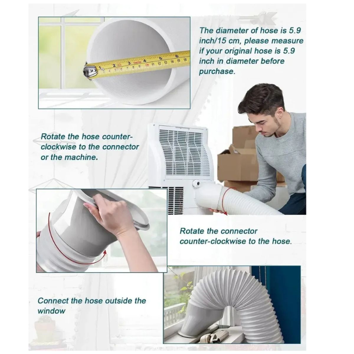 GENERICO - Tubo para Aire Acondicionado Portátil 15cm×150cm Manguera Escape