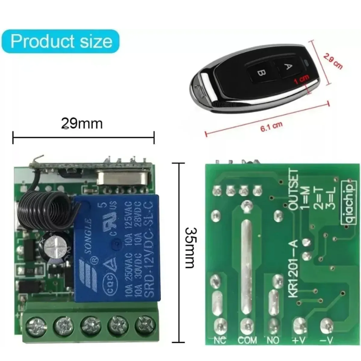 GENERICO - Módulo Rf 1 Relé Inalámbrico 12v 433mhz Control Remoto