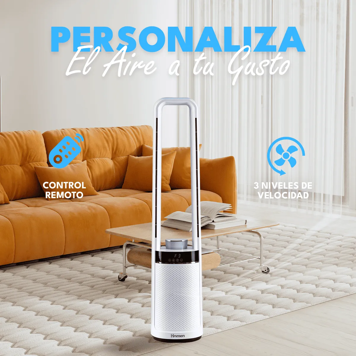 Ventilador Torre Homen 65W con Control Remoto, marca HOMEN - Foto 2
