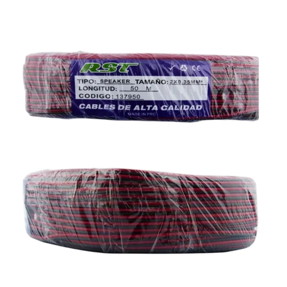 GENERICO - Cable Speaker Rojo Negro 50m RST 2x0.35mm2 Audio Profesional