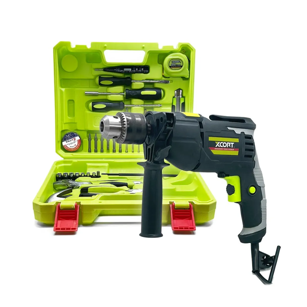 XCORT - Kit Taladro Percutor XCORT® 710W con Herramientas y Maleta  XCOM01-1030