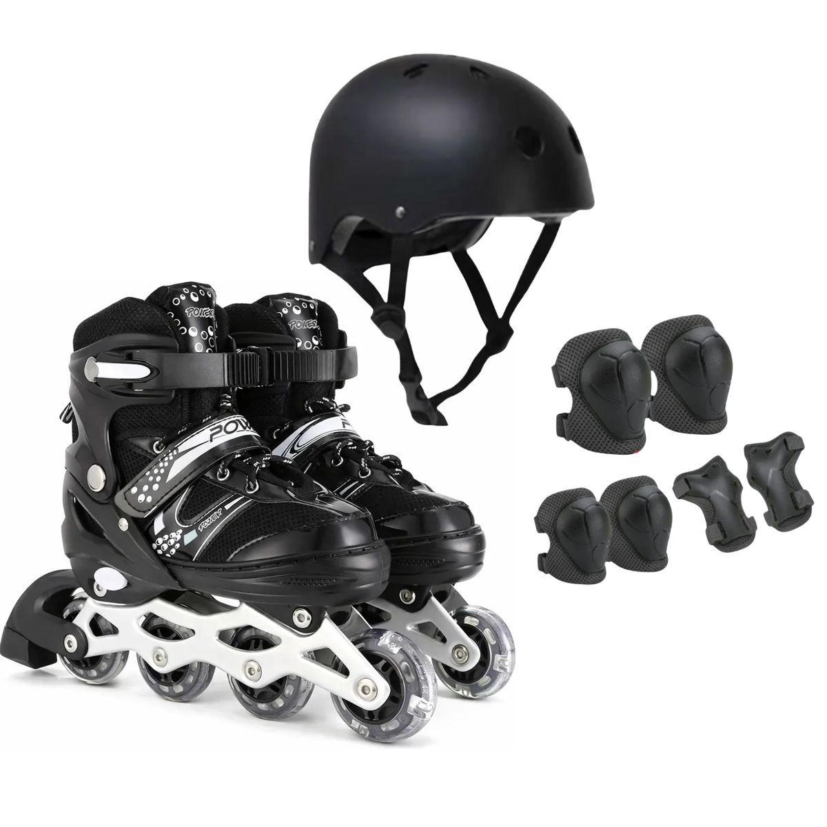GENERICO - Patines en Linea mas Protección Negro Talla M 33-36