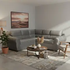 MEXX MUEBLES - Sofá Seccional Abudabi felpa