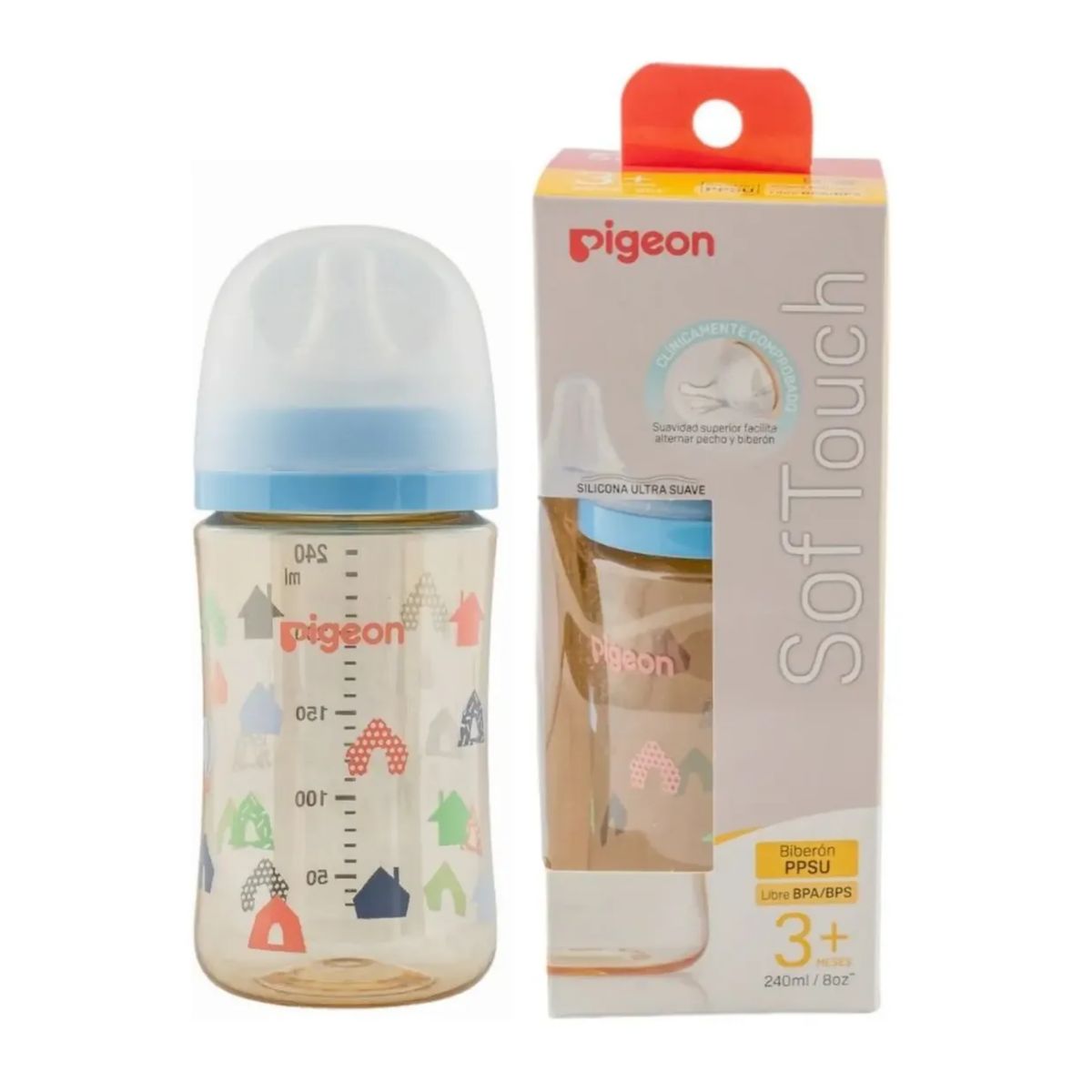 PIGEON - Biberónmamadera Softouch Pigeon Ppsu 240ml Diseño Anticolico