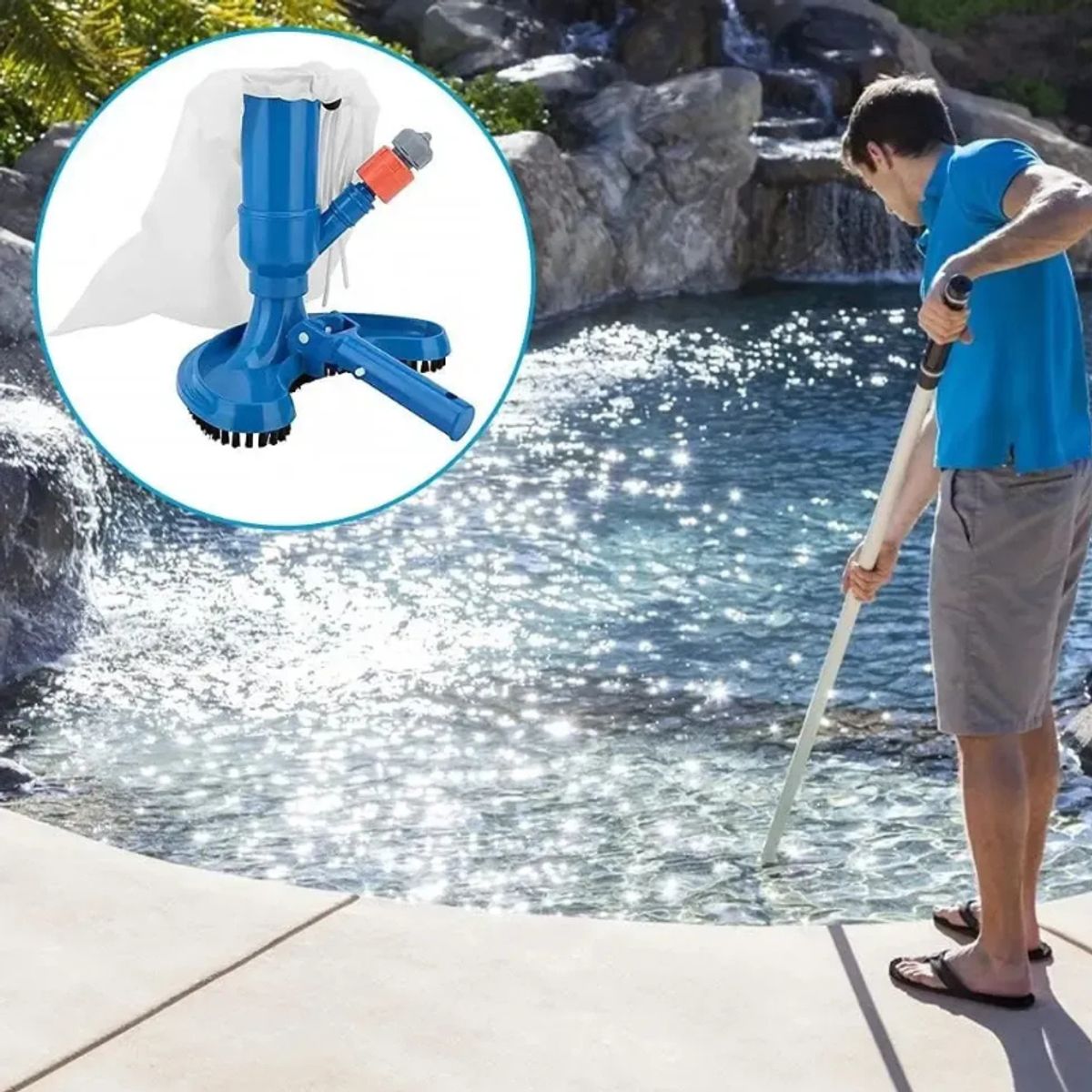 GENERICO - Cabezal Cepillo Aspiradora Para Limpieza Piscina Por Succión Azul