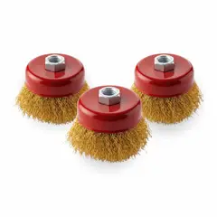 GENERICO - Pack x 3 Grata de Copa Rizada 3” Cepillo Metálico para Esmeril Angular