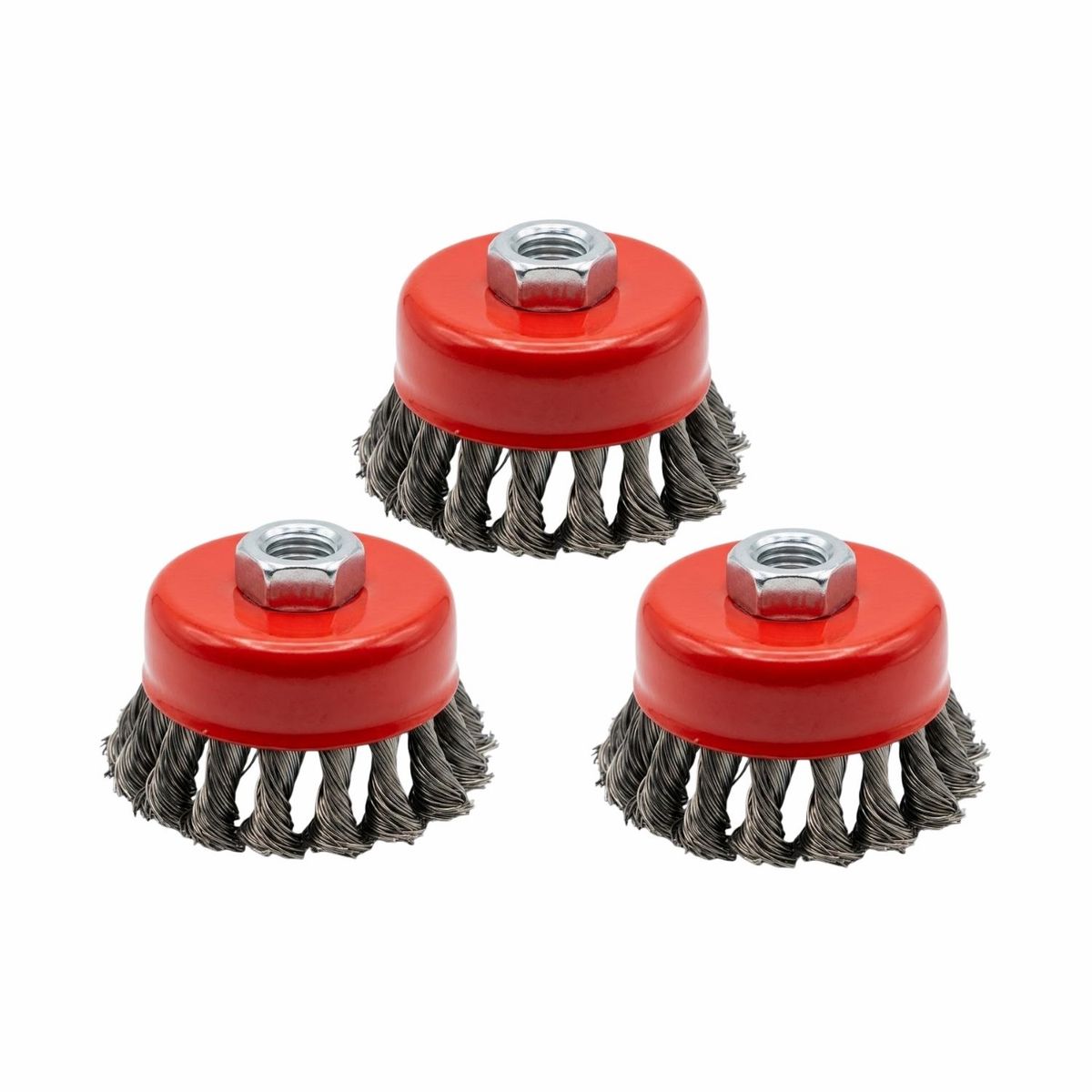 GENERICO - Pack x3 Grata de Copa Trenzada 3”  Cepillo Metálico para Esmeril Angular