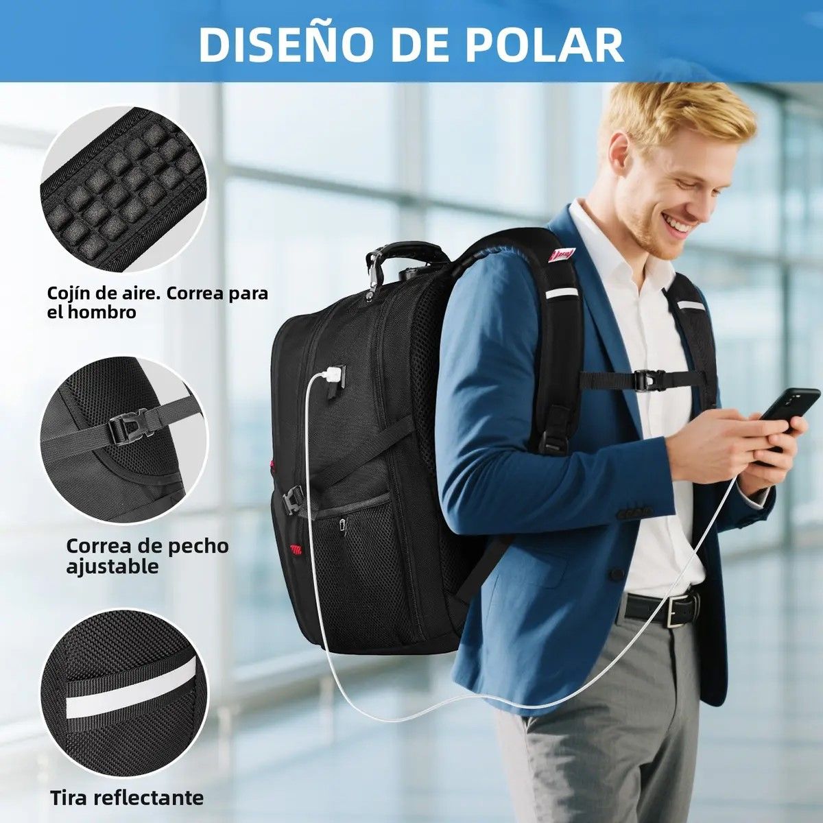 GENERICO - Mochila de Viaje con Seguridad Antirrobo para Laptop 17.3 Incluye Candado, es Impermeable BELUG