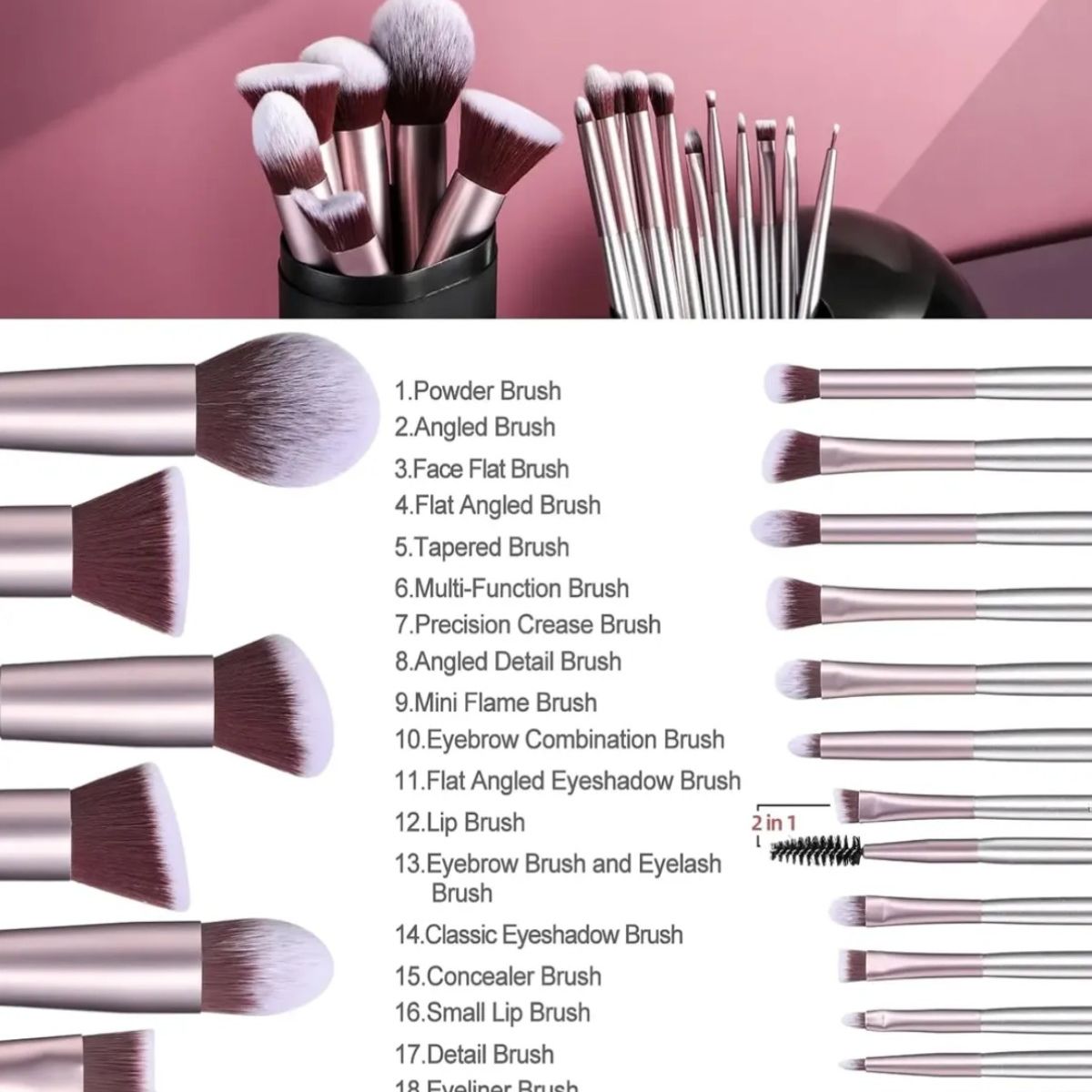 GENERICO - Set 18 Brochas De Maquillaje Profesionales Alta Calidad Labg