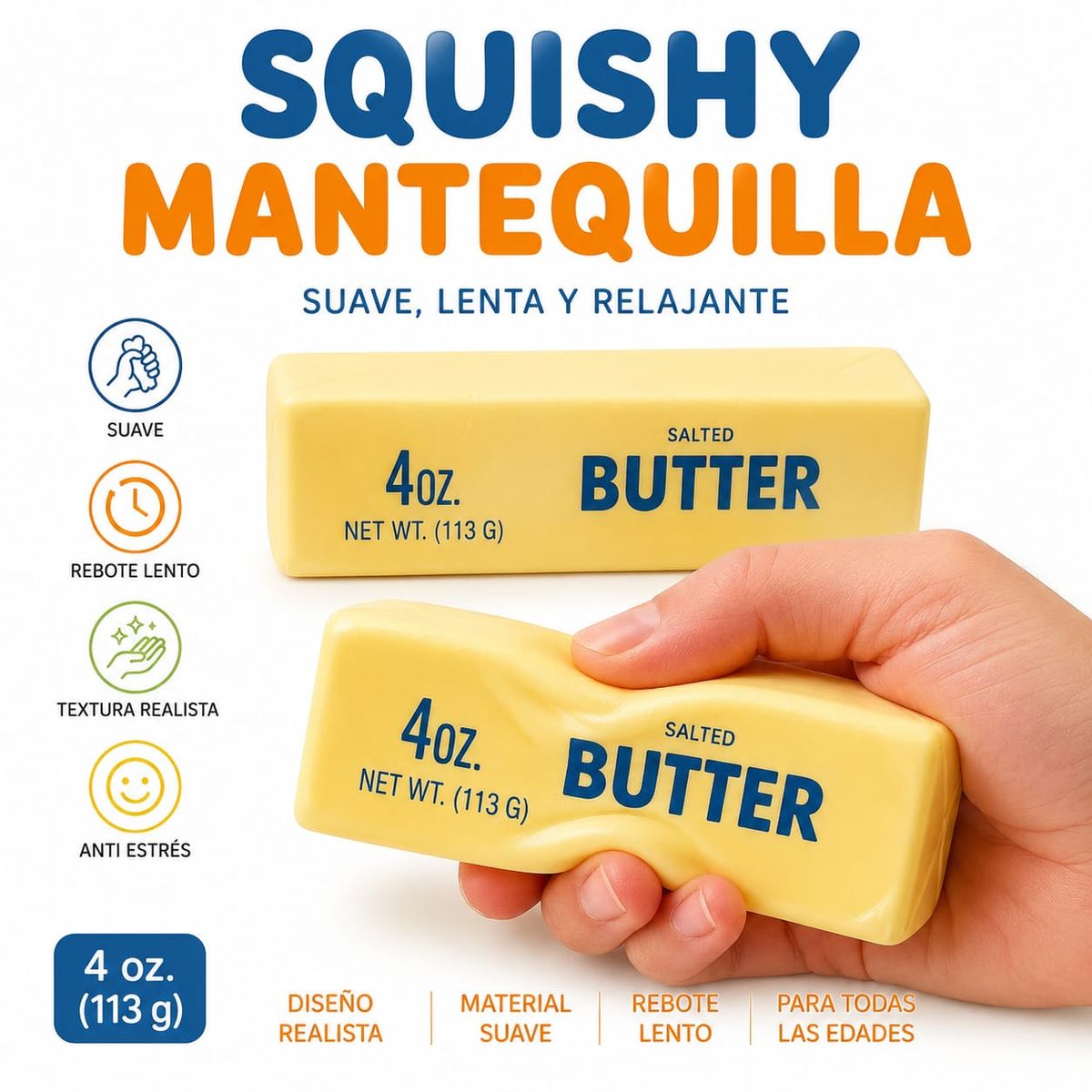 GENERICO - Butter Squishy 2 pcs Mantequilla 4oz Viral