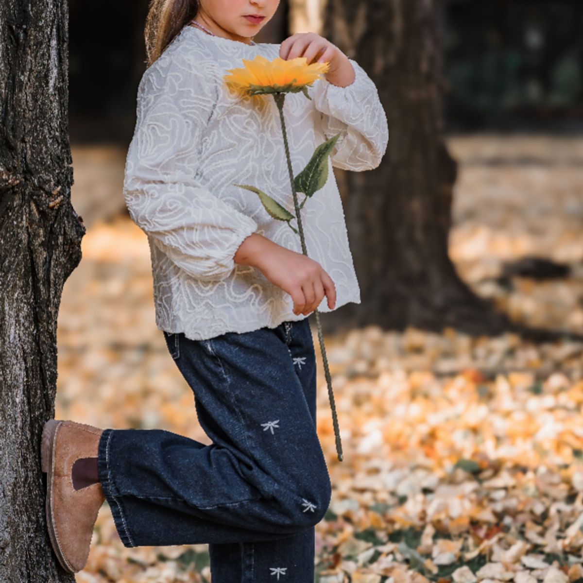 KIDS BOUTIQUE GUNGURU - Blusa Emma, Kids boutique Gunguru, manga larga, texturiada, relieve, blanca