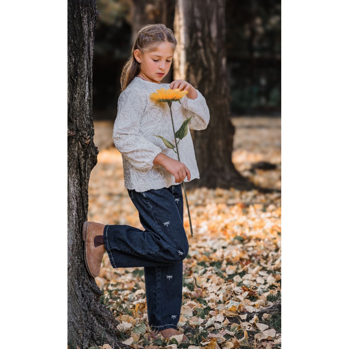 KIDS BOUTIQUE GUNGURU - Blusa Emma, Kids boutique Gunguru, manga larga, texturiada, relieve, blanca