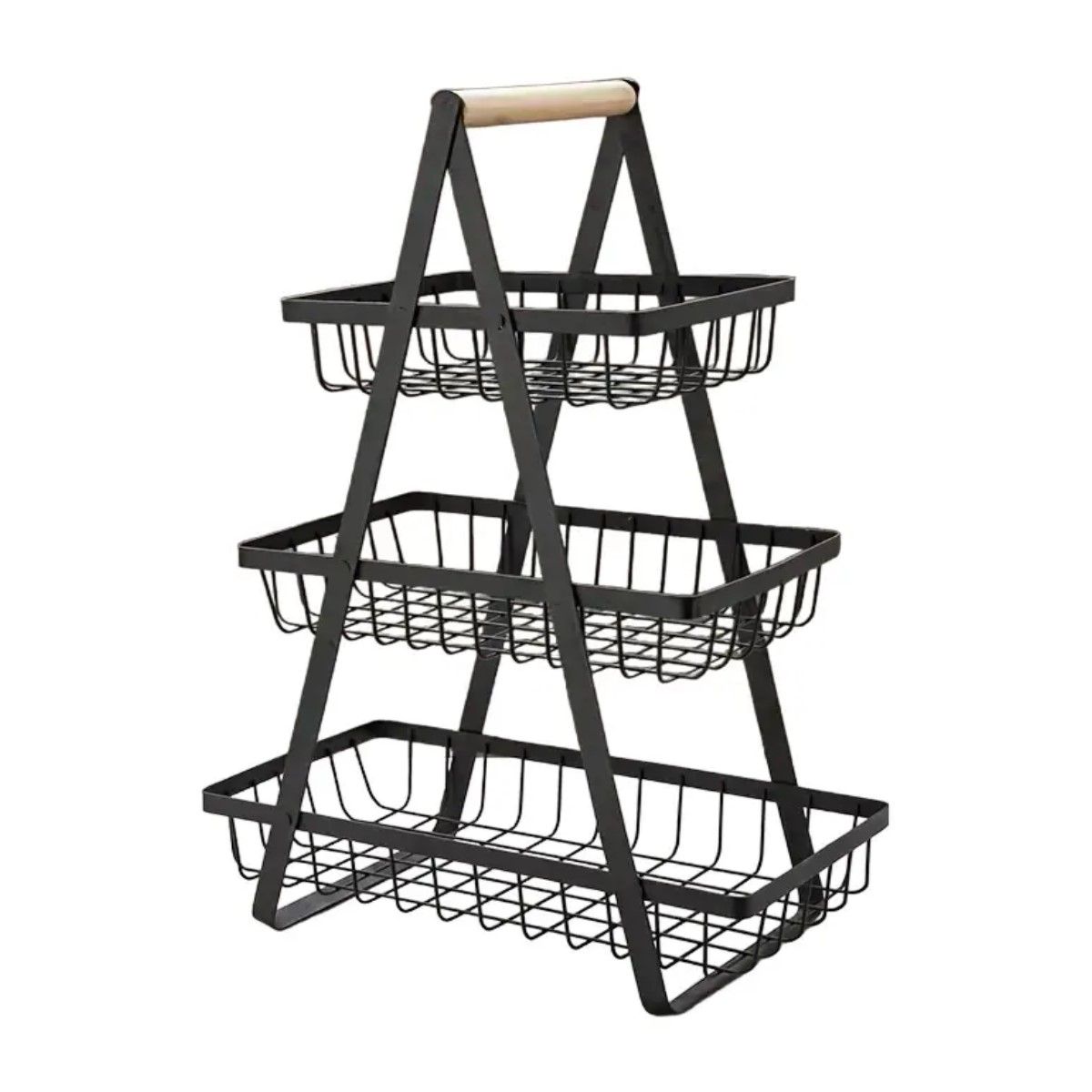 GENERICO - Cesta Genérica MJ-3032 para Frutas Vegetales Organizador Multiusos 3 Niveles color Negro BELUG