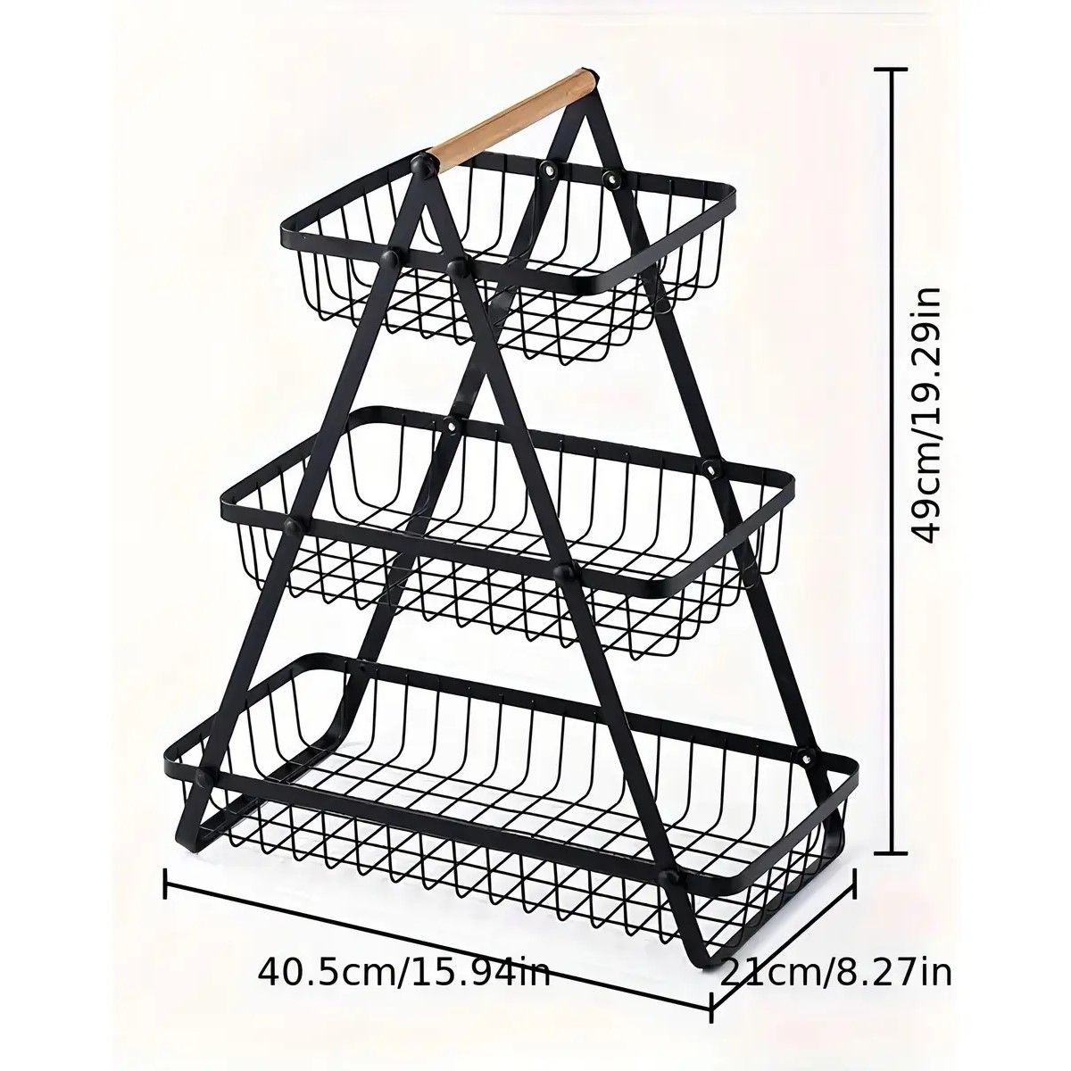 GENERICO - Cesta Genérica MJ-3032 para Frutas Vegetales Organizador Multiusos 3 Niveles color Negro BELUG