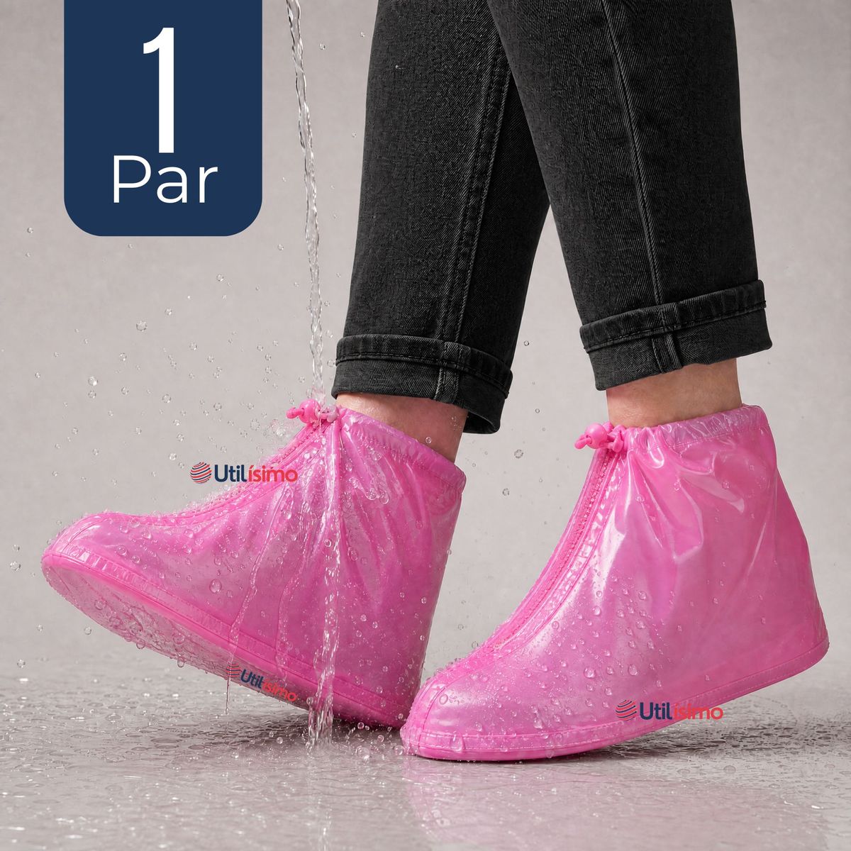 UTILISIMO - Fundas Cubre Calzado Impermeables Aislante Lluvia Rosado 1 Par