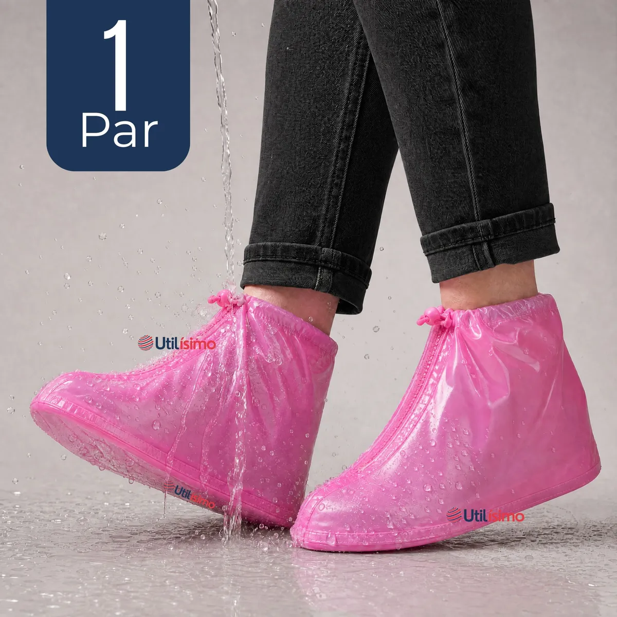 UTILISIMO - Fundas Cubre Calzado Impermeables Aislante Lluvia Rosado 1 Par