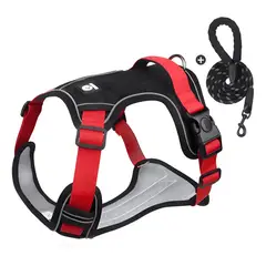 GENERICO - Arnés para perro ajustable con correa reflectantes s Rojo 2