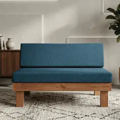 GENERICO - Sillón Terrazas y Patios Rustico Fabricación Nacional 124 cm Cojines Azul