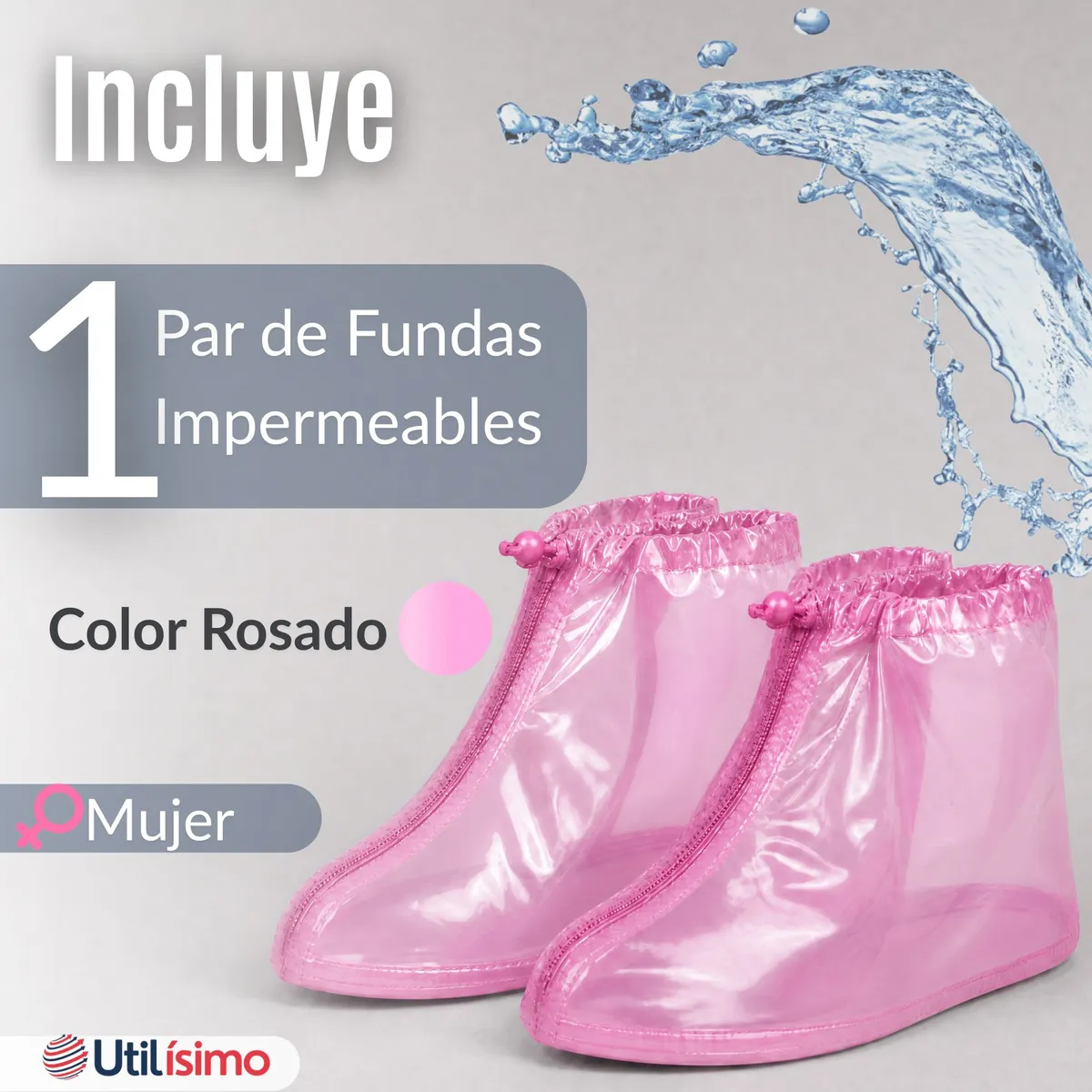 UTILISIMO - Fundas Cubre Calzado Impermeables Aislante Lluvia Rosado 1 Par