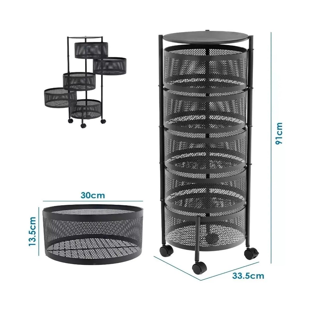 GENERICO - Carrito Organizador Multiusos 5 Niveles Frutero Cocina 360o BELUG