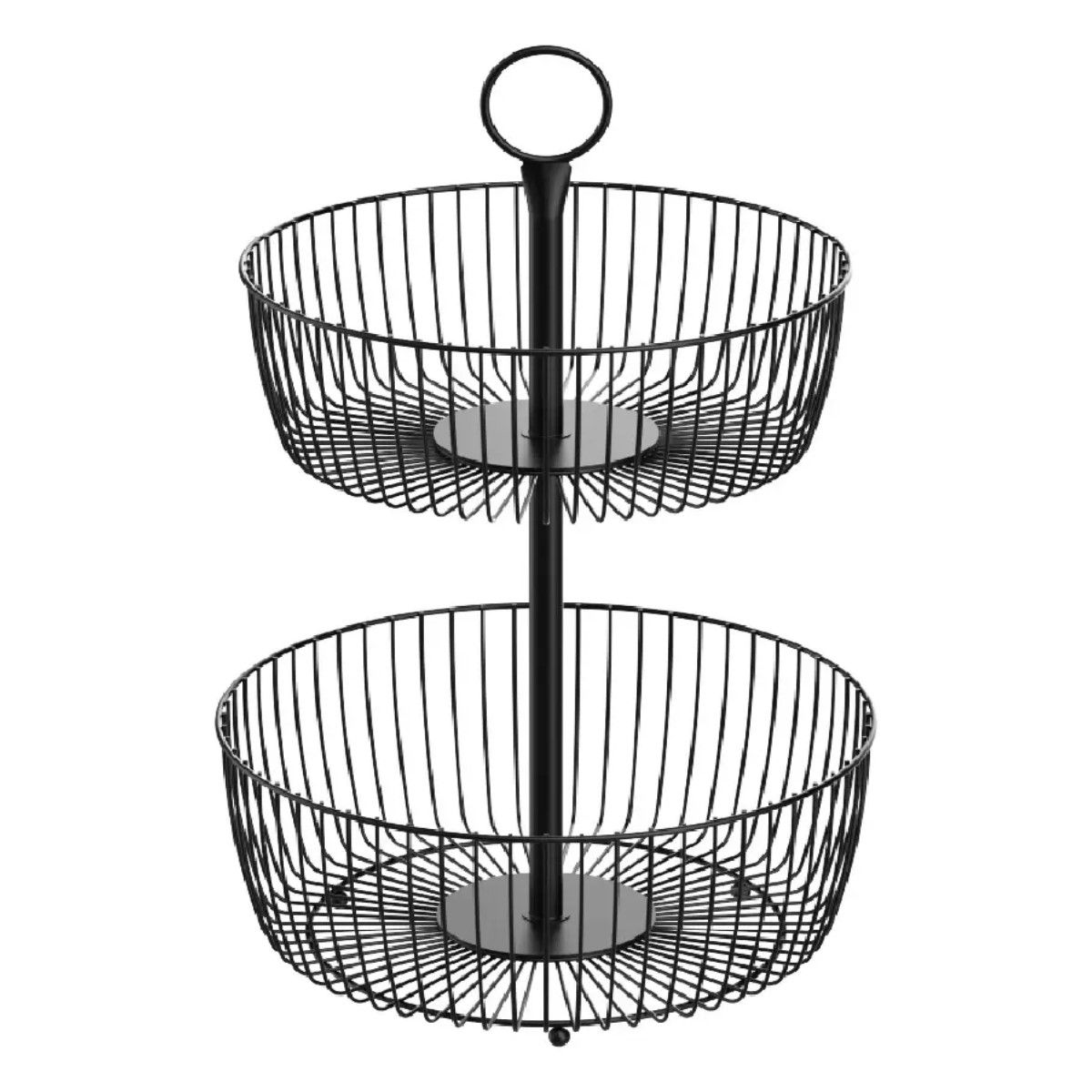 GENERICO - Frutero De Mesa Canasto Para Frutas Cocina Hogar 2 Niveles Color Negro BELUG