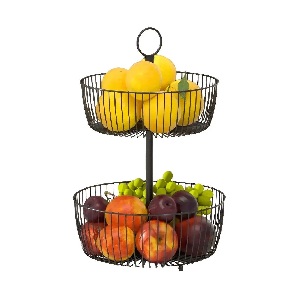 GENERICO - Frutero De Mesa Canasto Para Frutas Cocina Hogar 2 Niveles Color Negro BELUG