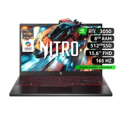 ACER - Notebook Gamer Nitro ANV15-41-R6HJ-1 AMD Ryzen 5 RTX3050 8GB RAM 512GB SSD 15.6" FHD 165Hz