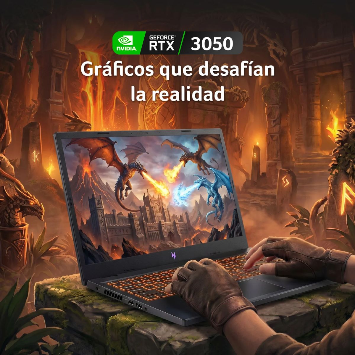 ACER - Notebook Gamer Acer Nitro ANV15-41-R6HJ-1 AMD Ryzen 5 RTX3050 8GB RAM 512GB SSD 15.6" FHD 165Hz
