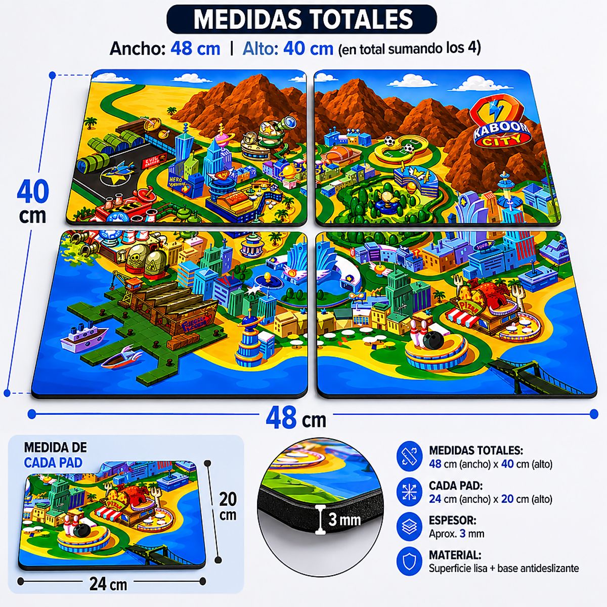 GENERICO - Superthings Set De Juego Kaboom City 4 Tapetes + 10 Sobres
