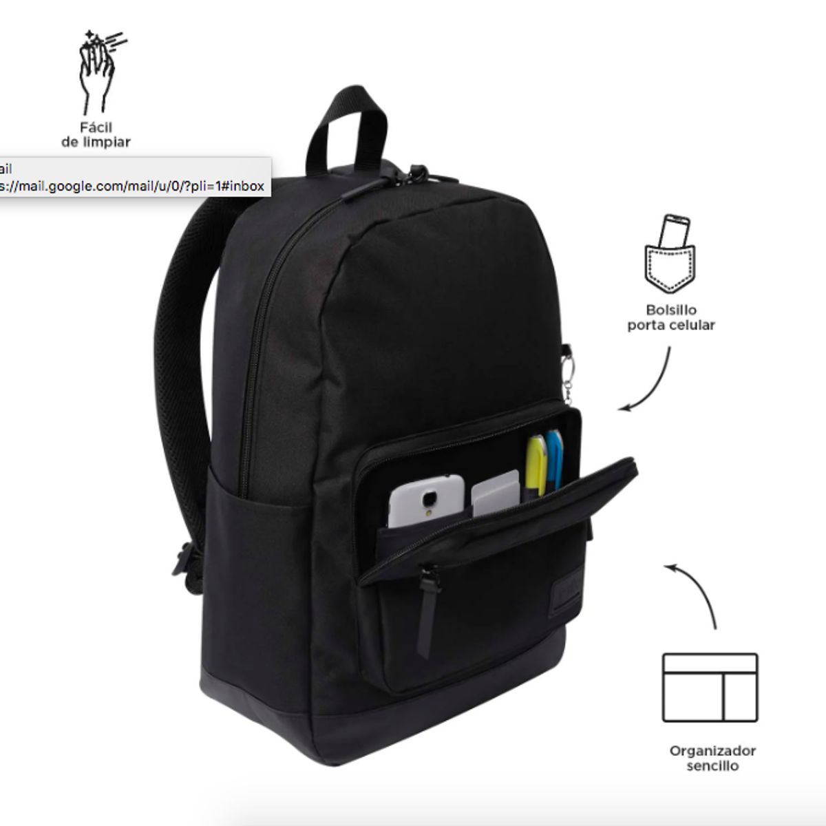 TOTTO - Mochila negra Unisex con porta PC 14  Totto