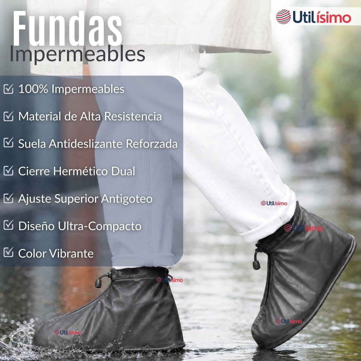 UTILISIMO - Fundas Cubre Calzado Impermeables Aislante Lluvia Azul 1 Par