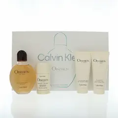 CALVIN KLEIN - Set Perfume Obsession 4 piezas Hombre (EDT 125 ml + Desodorante 75 ml + Shower Gel 100 ml + After Shave 100 ml)